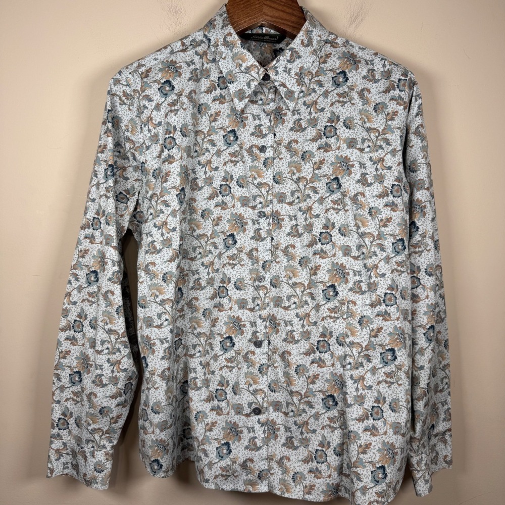 Eddie Bauer Wrinkle Free Floral Button Down Shirt XL